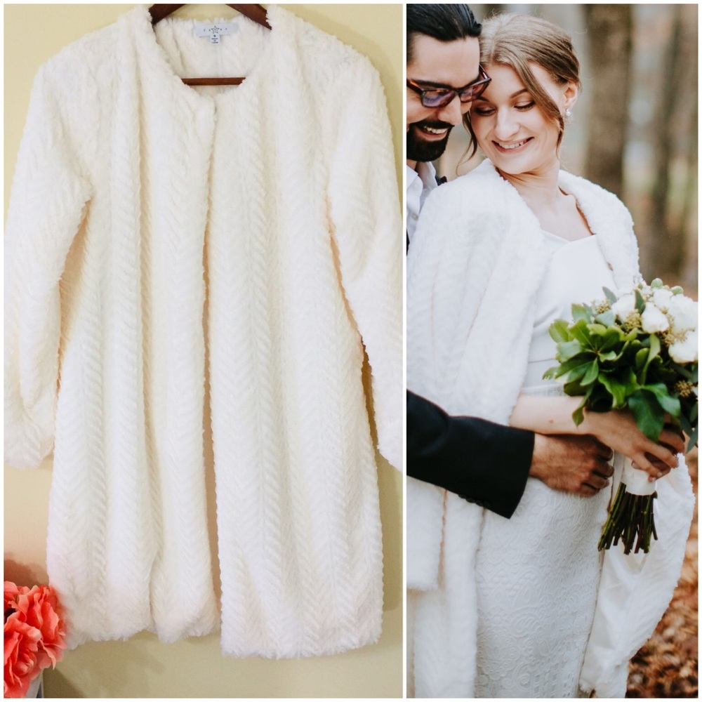 Soft Cream Faux Fur Winter Wedding Coat Cardigan